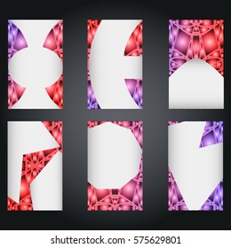 Set of document,brochure templates, separated vector templates for cards,presentations,business cards with neon glow abstract background