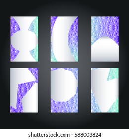 Set of document,brochure templates, separated vector templates for cards,presentations,business cards with green and purple neon glow abstract background