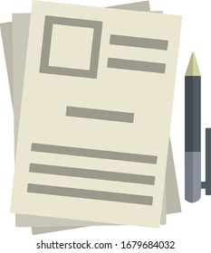 Conjunto de documentos y documentos comerciales. Archivo y lápiz. Icono plano para la aplicación