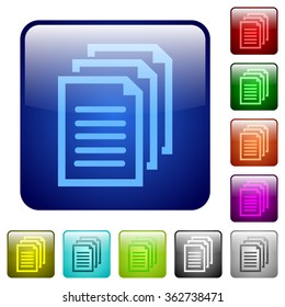 Set of documents color glass rounded square buttons