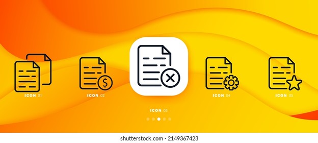 A set of documents. Creating files. Changing and deleting data. Sale document. Set of icons for presentations or web pages.