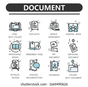 Set of documents thin line icons.  Contains such Icons as Declaration, Permission, Grant and more.