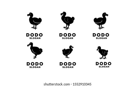 set of dodo bird logo black icon design vector