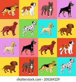 Set of dog with background. For a possible packaging or graphic.