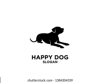 set DOG black background logo icon designs vector illustration sign silhouette