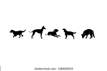 set DOG black logo icon designs vector illustration sign silhouette