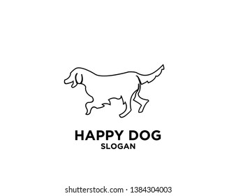 set DOG black outline with black background logo icon designs vector illustration sign silhouette