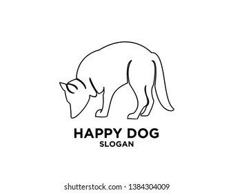 set DOG black outline with black background logo icon designs vector illustration sign silhouette