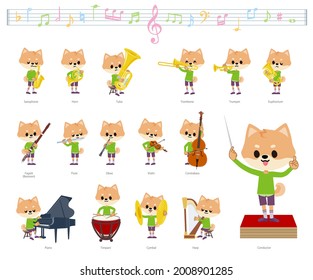 A set of Dog boy on classical music performances.It's vector art so it's easy to edit.