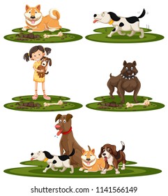 A set of dog breed illustration