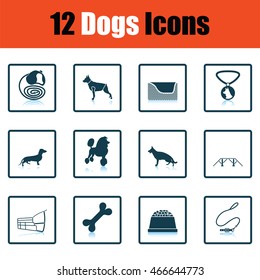 Set of dog breeding icons. Shadow reflection design. Vector illustration.