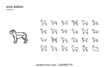 Set of Dog Breeds icon set outline