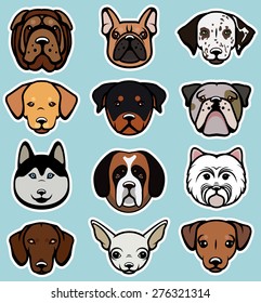 Set with dog breeds, illustration isolated. Dog collection.