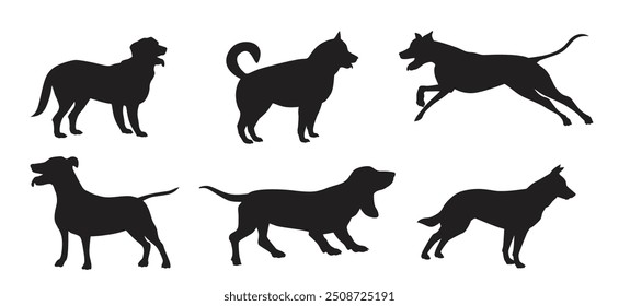 Set of Dog breeds silhouettes vector 