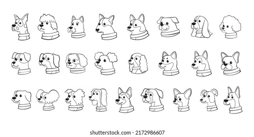 Set of dog cartoon characters dog breed Vector illustration