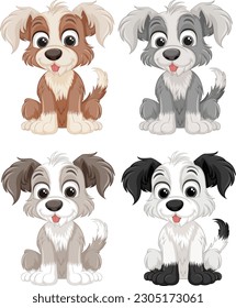 Set of dog cartoon isolated illustration