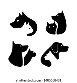 Set of Dog and cat logo. Icon design. Template elements