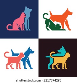 Set of Dog and cat logo. Icon design. Template elements