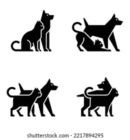 Set of Dog and cat logo. Icon design. Template elements