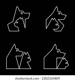 Set of Dog and cat Logo. Icon design. Template elements