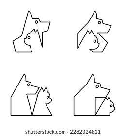 Set of Dog and cat Logo. Icon design. Template elements