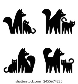 Set of Dog and cat logo. Icon design. Template elements