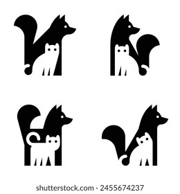 Set of Dog and cat logo. Icon design. Template elements