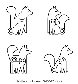 Set of Dog and cat logo. Icon design. Template elements