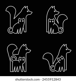 Conjunto de logo de perro y gato. Diseño de iconos. Elementos de Plantilla