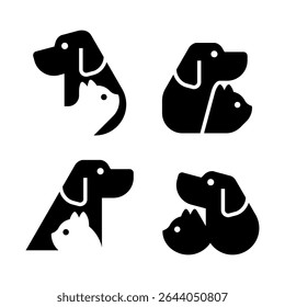 Conjunto de logo de perro y gato. Diseño de iconos. Elementos de Plantilla