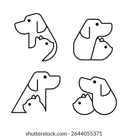Set of Dog and cat logo. Icon design. Template elements