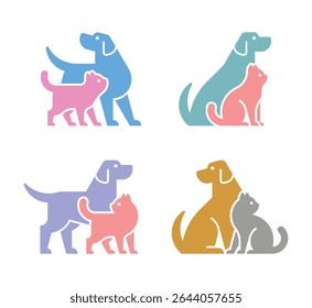 Conjunto de logotipo de cão e gato. Design de ícones. Elementos do modelo