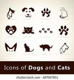 Set dog and cat logo vector