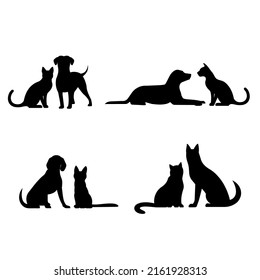 set dog and cat vector illustration