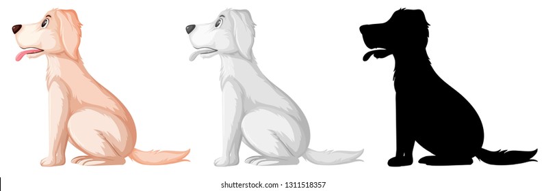 Set of dog character illustration