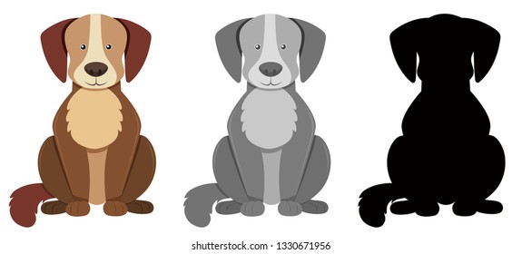 Set of dog character illustration