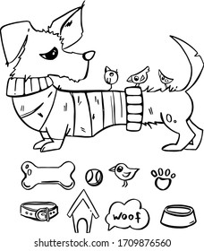 Set of dog dachshund illustrations 01