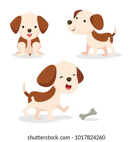 Set of dog in different pose. Vector illustration.
