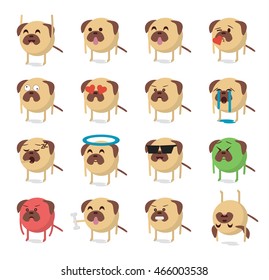 Set of  dog emoticon vector isolated on white background. Emoji vector. Smile icon set.  