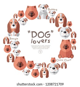 Set of dog face on white background : Vector Illustration