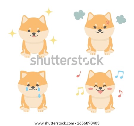 Set of dog facial expressions.