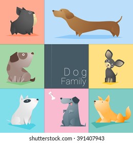 Set of dog family , vector , illustration