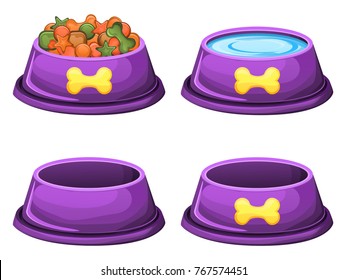 Set of dog food bowls(dry food,water,empty)