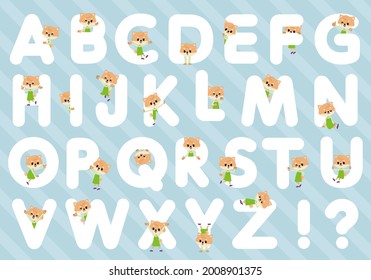 A set of Dog girl designed with alphabet.It's vector art so it's easy to edit.