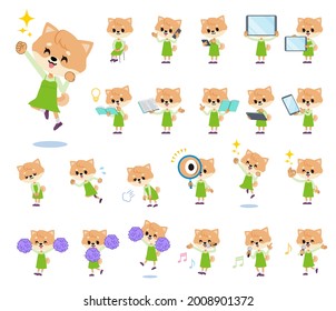 A set of Dog girl with digital equipment such as smartphones.It's vector art so it's easy to edit.