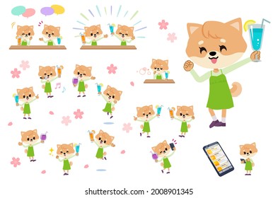 A set of Dog girl on a drink party.It's vector art so it's easy to edit.