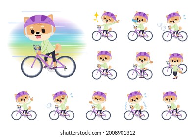 A set of Dog girl on a road bike.It's vector art so it's easy to edit.