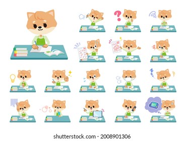 A set of Dog girl on study.It's vector art so it's easy to edit.