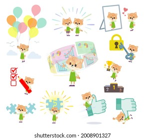 A set of Dog girl on success and positive.It's vector art so it's easy to edit.