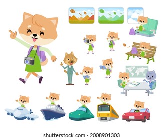 A set of Dog girl on travel.It's vector art so it's easy to edit.